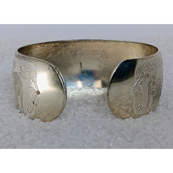 Vintage Silvertone Elephant Cuff Bracelet 7.5 in - Picture 5 of 12